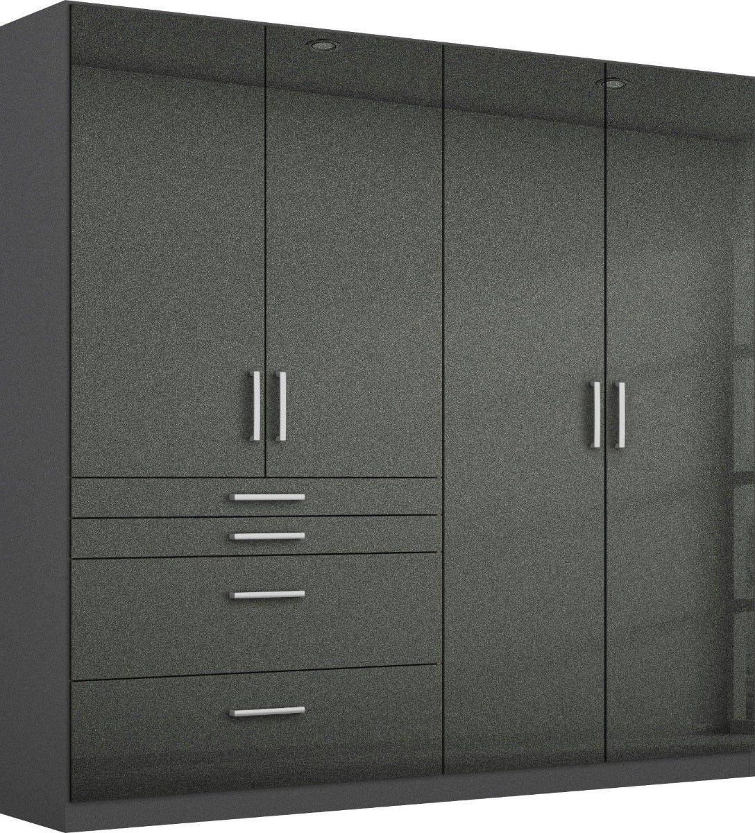 Oakwood Rauch Homburg High Gloss Effect Grey 4 Door Hinged Combi Wardrobe