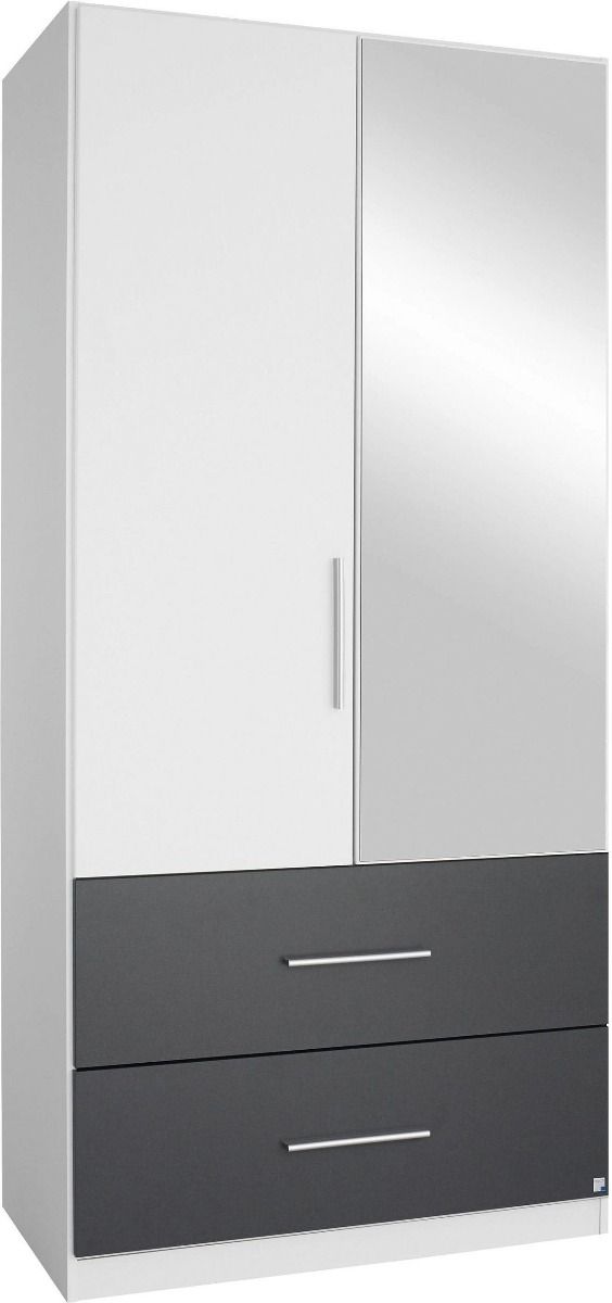 Oakwood Rauch Alvor 2 Door Alpine White Combi Mirrored Wardrobe