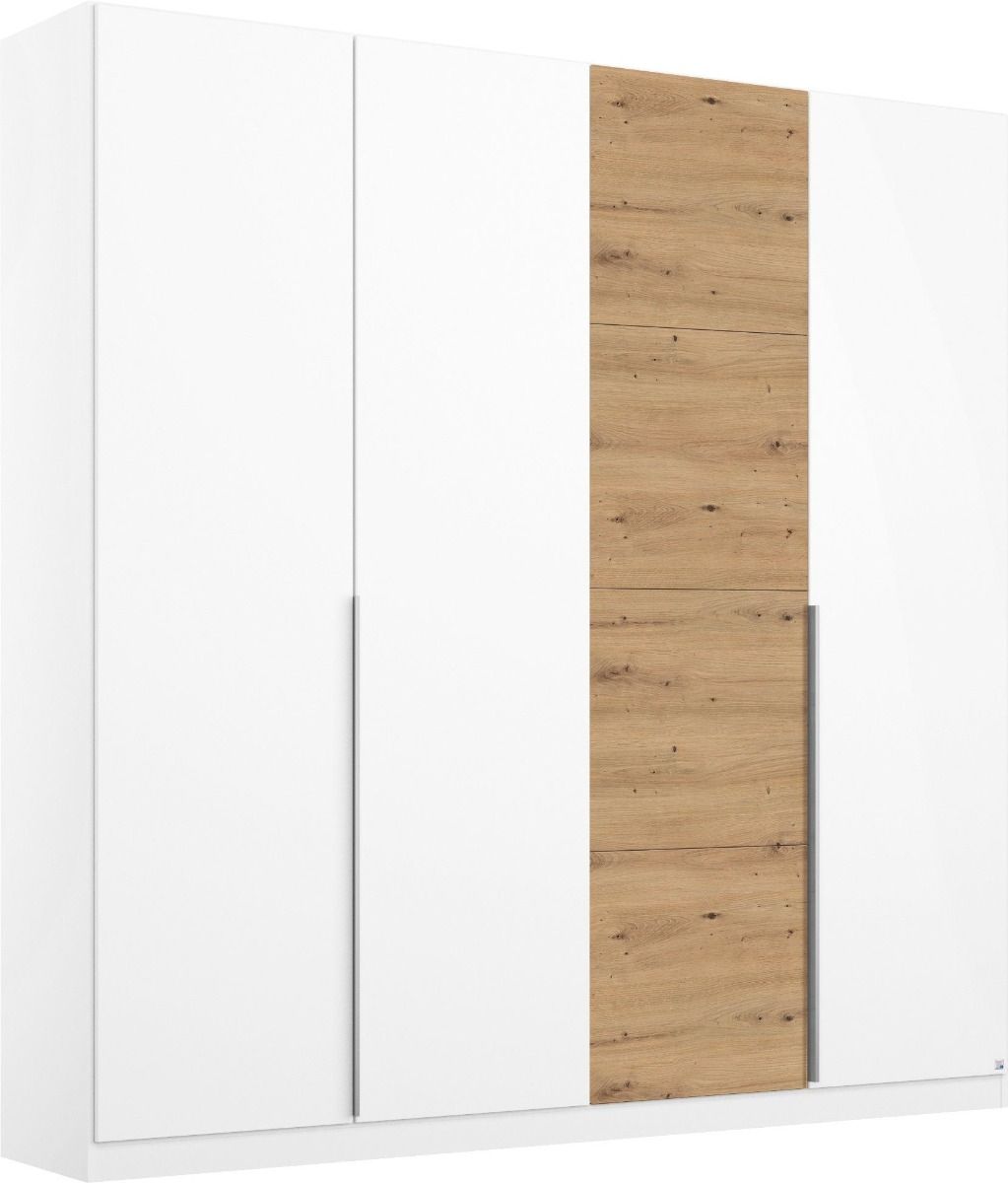 Oakwood Rauch Bellezza High Gloss White and Artisan Oak 4 Door Hinged wardrobe