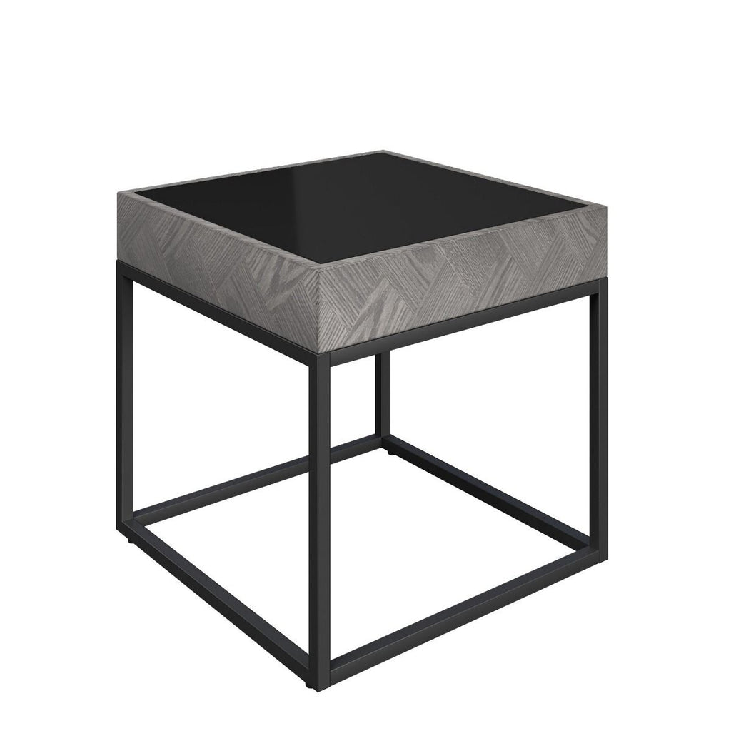 Oakwood Lumista Black Glass Side Table