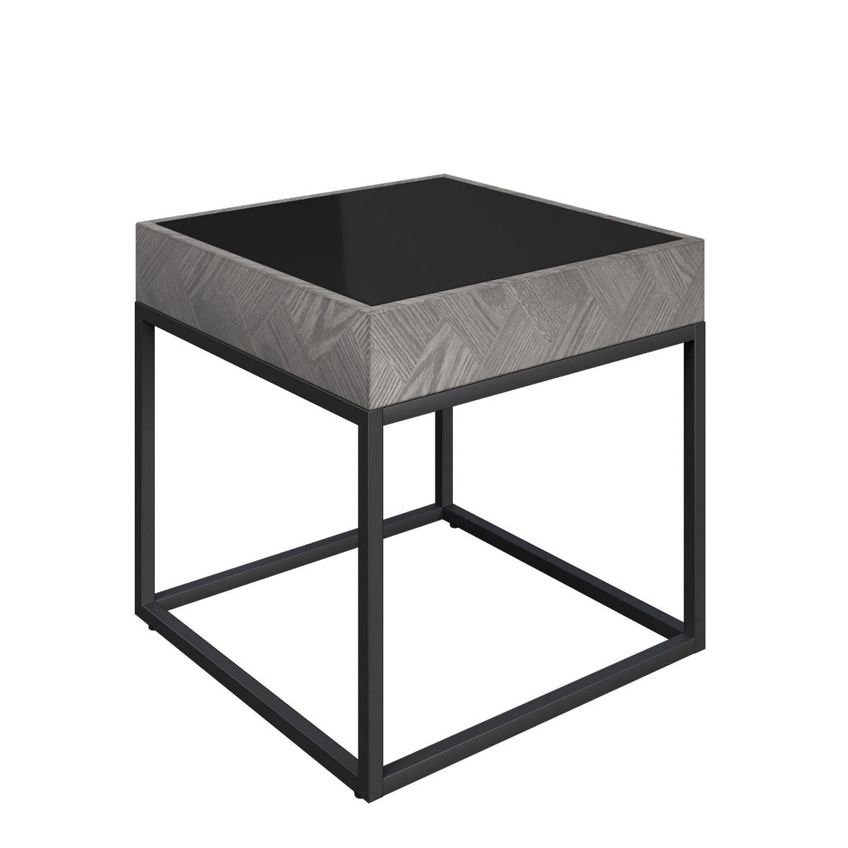 Oakwood Lumista Black Glass Side Table