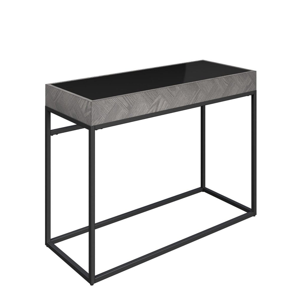 Oakwood Lumista Black Glass Console Table