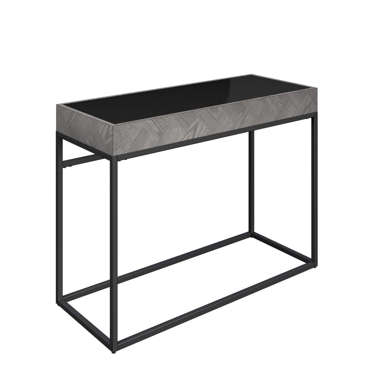 Oakwood Lumista Black Glass Console Table