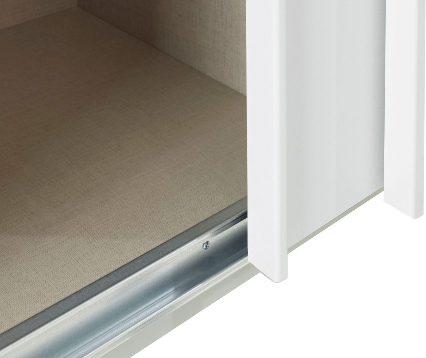 Oakwood Rauch Kulmbach White High Gloss 3 Sliding Door Wardrobe 203CM Wide
