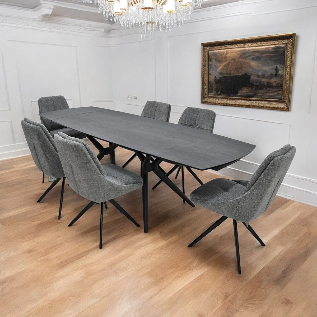 Oakwood Ectasy Ceramic Extendable Dining Table Set - Dolphin