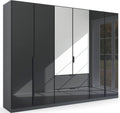 Oakwood Rauch Basalt Glass With Mirror Modern Quadra Spin 6 Door Combi 271CM Wardrobe