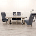 Oakwood Arianna 1.8m Grey Marble Top Dining Table With 6 Emma Shimmer Chairs