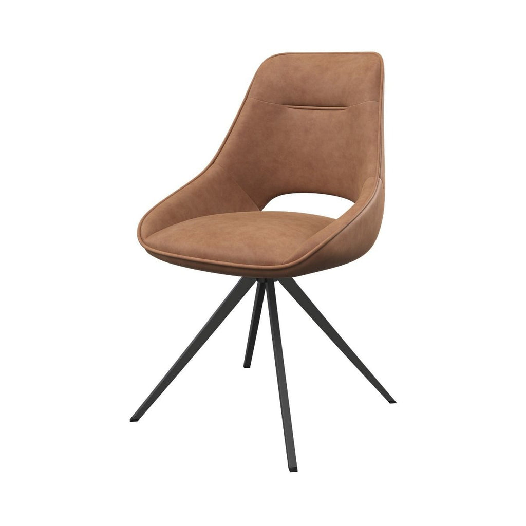 Oakwood 2x Cerella Swivel Leather Dining Chairs
