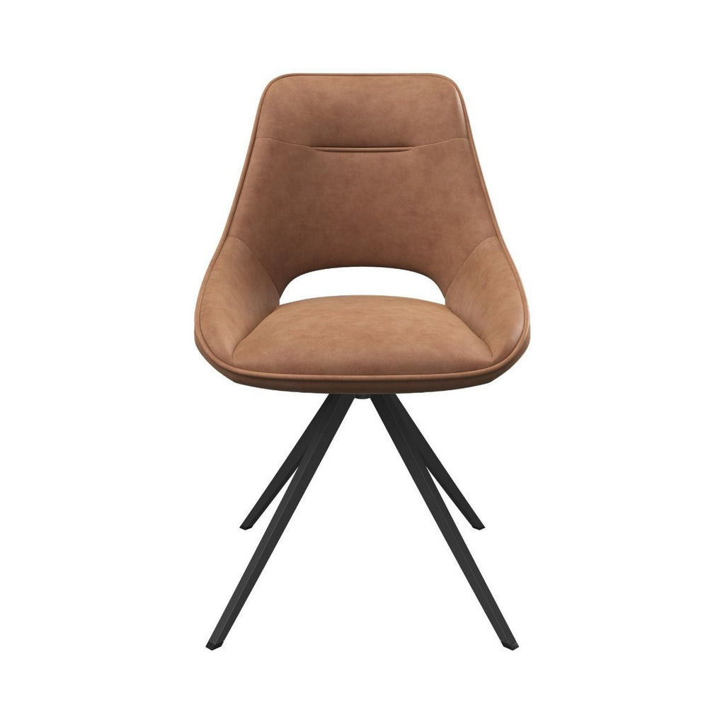 Oakwood 2x Cerella Swivel Leather Dining Chairs