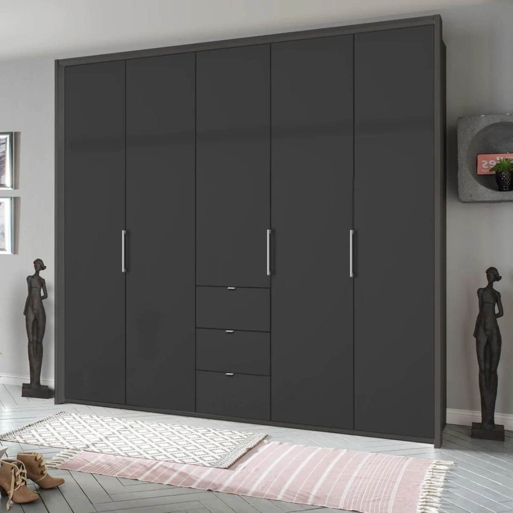 Oakwood Rauch Erimo Style1 Basalt Glass Bi-folding 5 doors Combi Wardrobe W254CM
