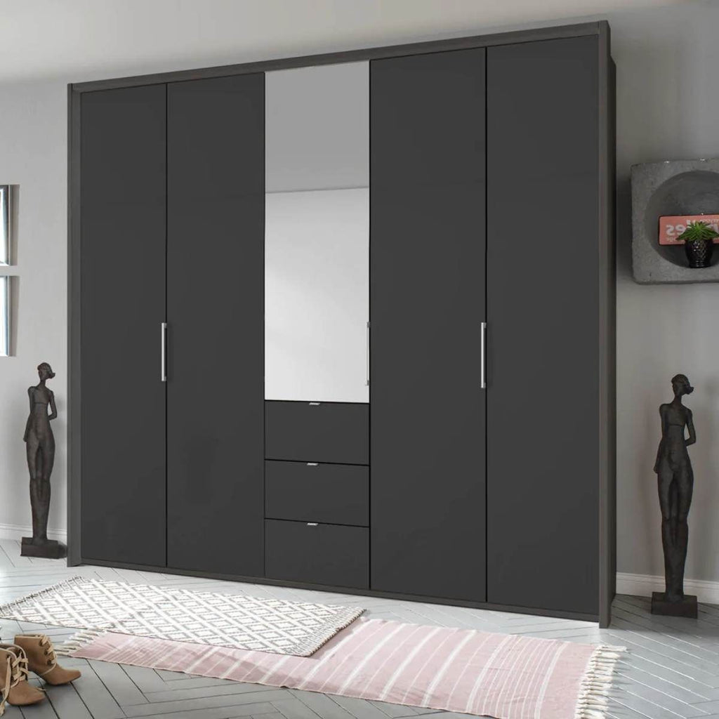 Oakwood Rauch Erimo Style1 Basalt Glass Bi-folding 5 doors Combi Wardrobe W254CM