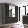 Oakwood Rauch Erimo Graphite & Basalt Glass Combi German Wardrobe - Style 1