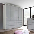 Oakwood Rauch Erimo Style3 Silk Grey Glass Bi-folding doors Combi Wardrobe 204CM Tall