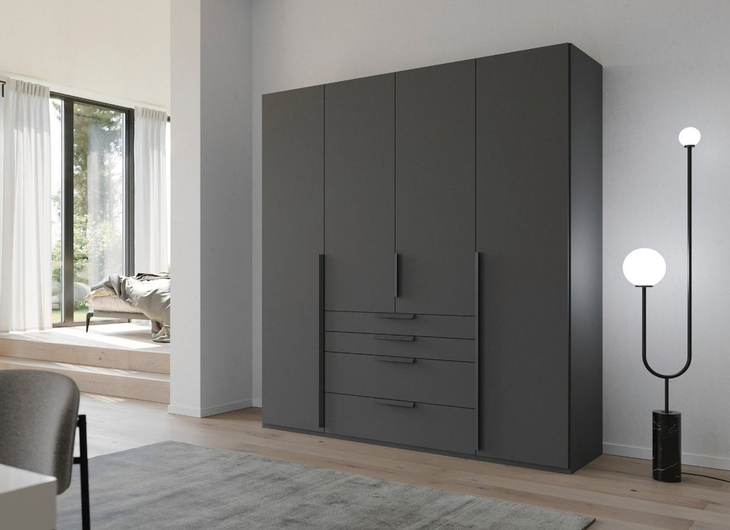 Oakwood Rauch Purisma Graphite 4 Door Hinged  Combi Wardrobe