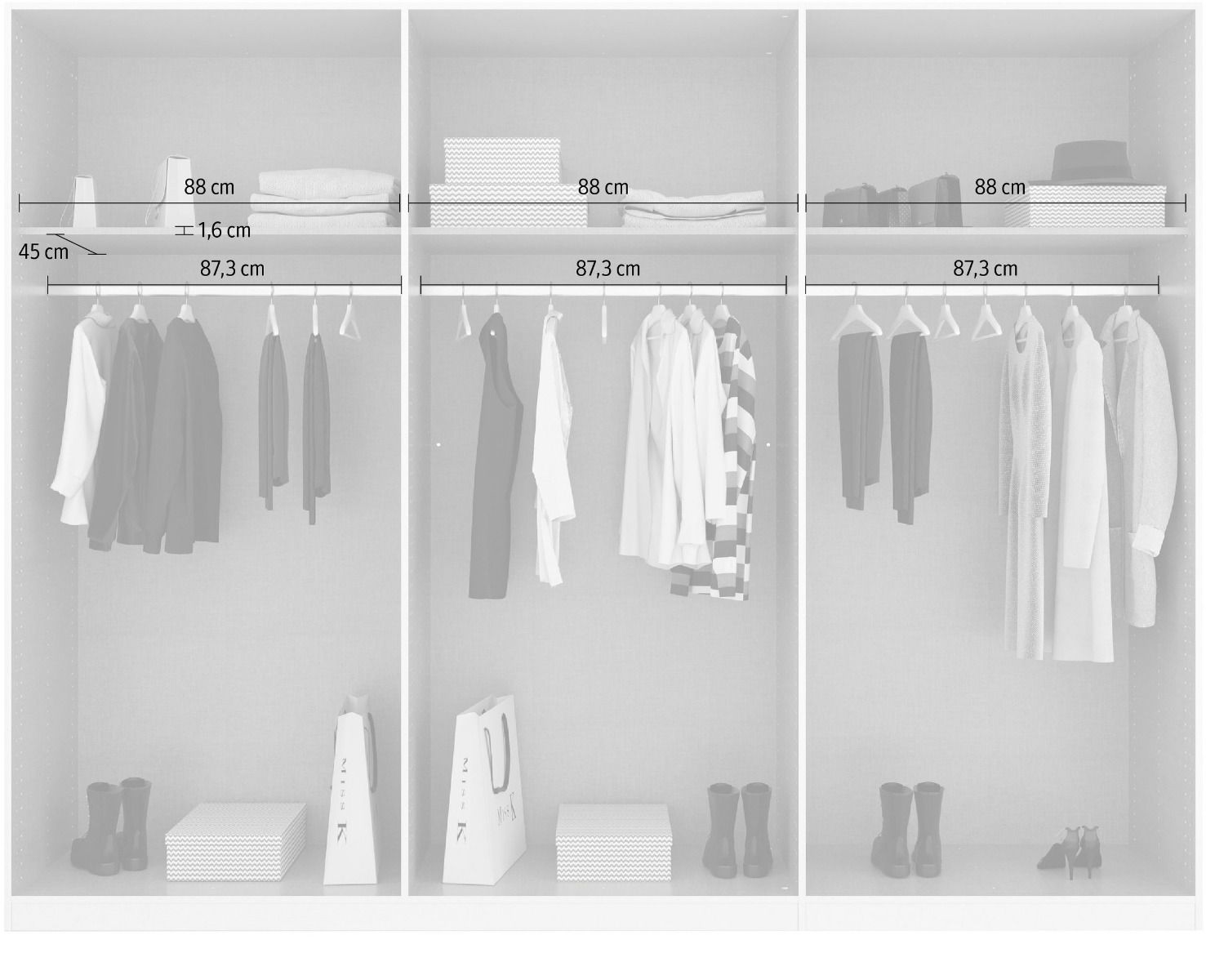 Oakwood Rauch White Glass With Mirror Modern Quadra Spin 6 Door Hinged 271CM Wardrobe