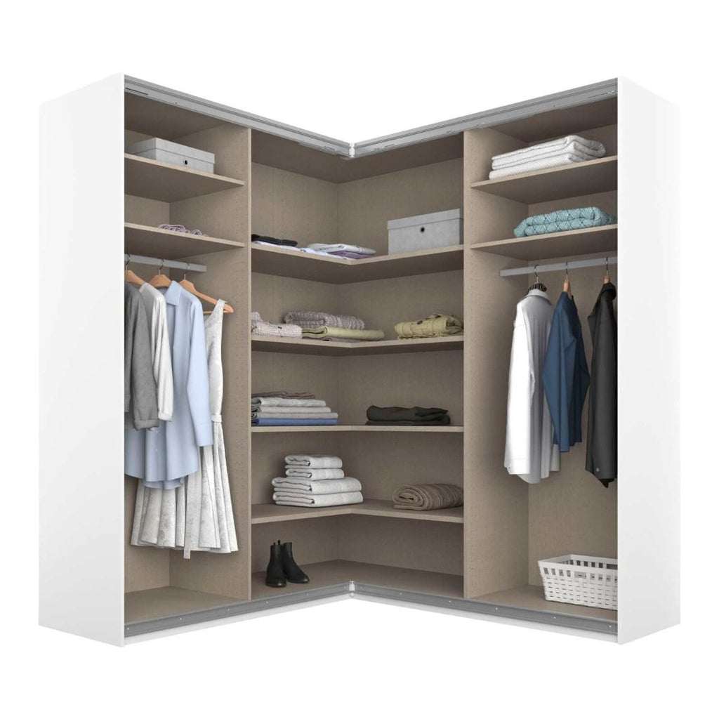 Oakwood Rauch Luma 181cm 4 Door Corner Sliding Wardrobe with 2 Decor Doors and 2 Mirror Doors