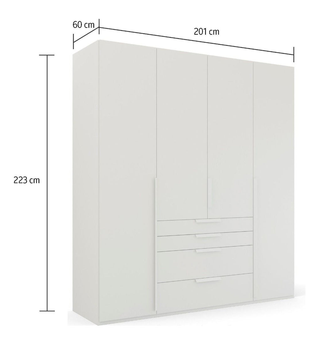 Oakwood Rauch Purisma Graphite 4 Door Hinged  Combi Wardrobe