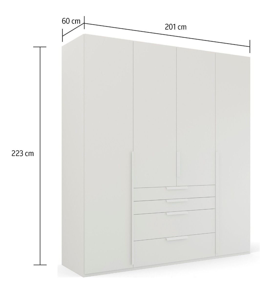 Oakwood Rauch Purisma Graphite 4 Door Hinged  Combi Wardrobe