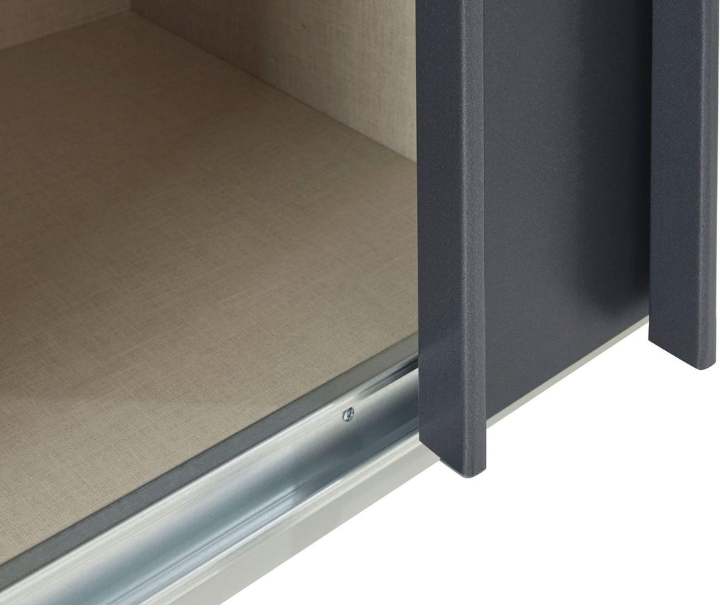 Oakwood Rauch Essen Metallic Grey and Basalt Glass Front Sliding Wardrobe