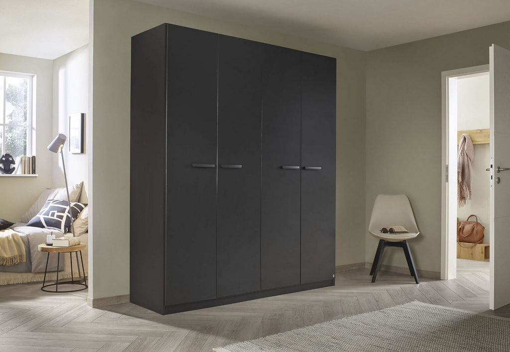 Oakwood Rauch Modi Metallic Grey 4 Door Hinged Wardrobe