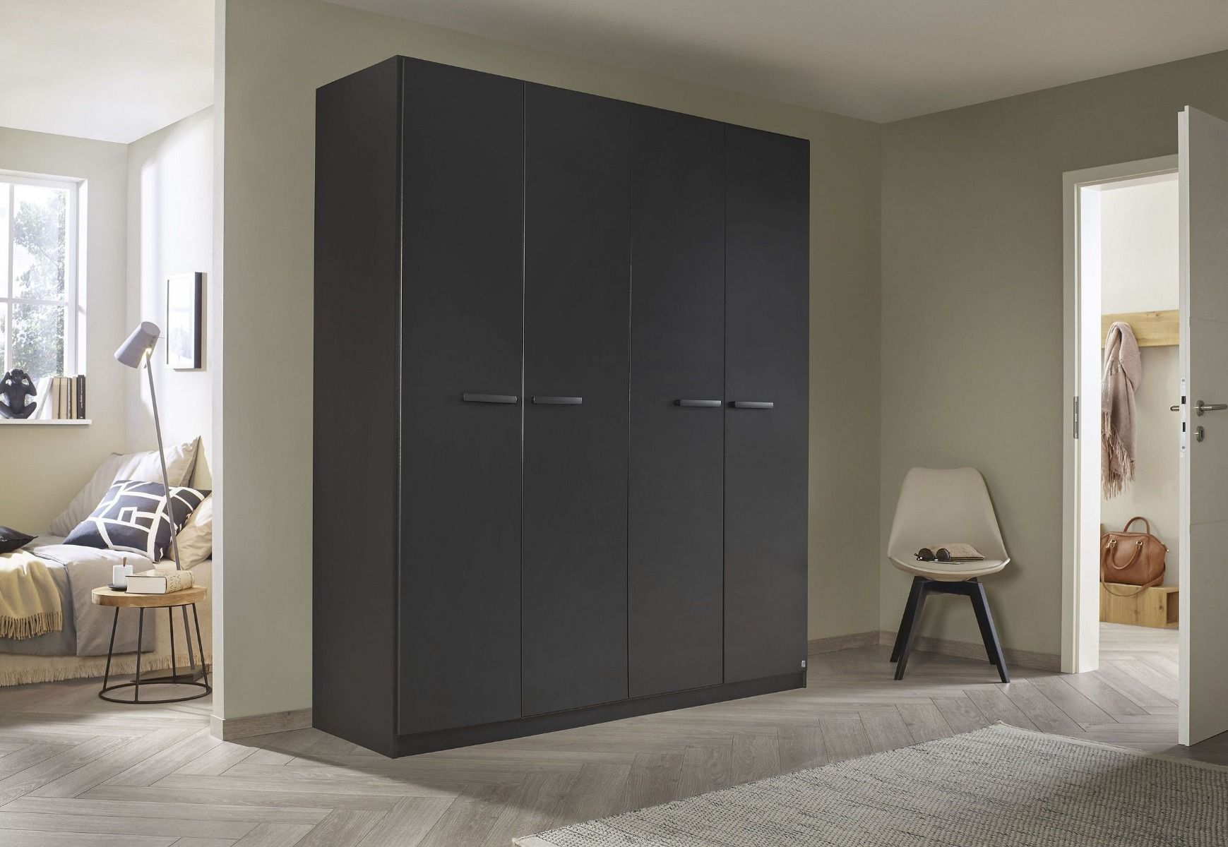 Oakwood Rauch Modi Metallic Grey 4 Door Hinged Wardrobe