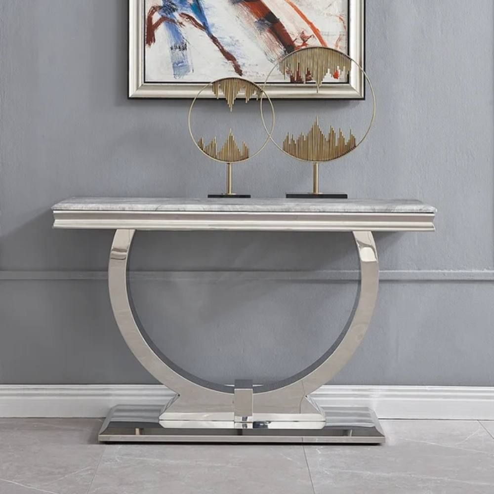 Oakwood Arianna Light Grey Marble Top Console Table