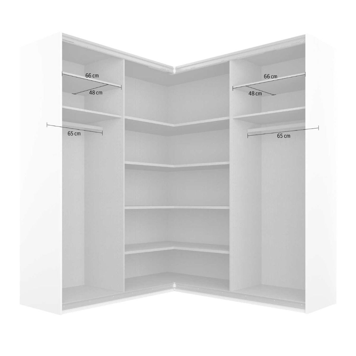 Oakwood Rauch Luma 181cm 4 Door Corner Sliding Wardrobe with 2 Decor Doors and 2 Mirror Doors