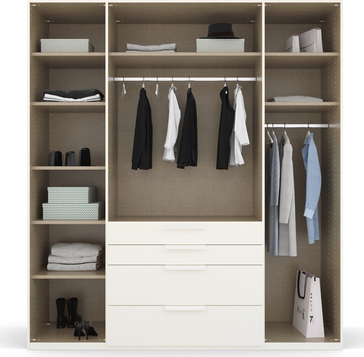 Oakwood Rauch Purisma Graphite 4 Door Hinged  Combi Wardrobe