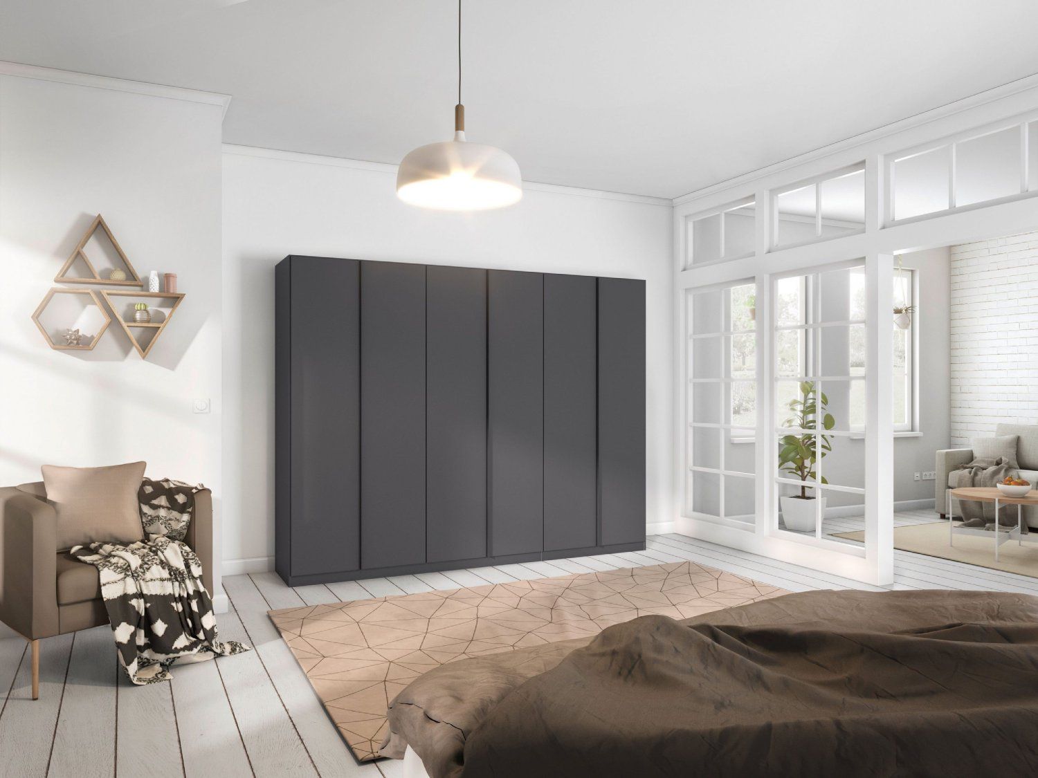 Oakwood Rauch Monostar Metallic Grey 6 Door Hinged Wardrobe W271CM