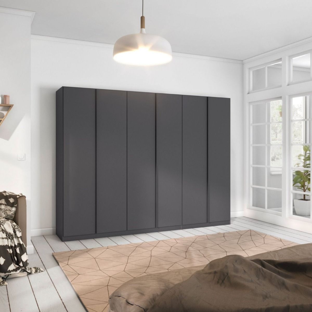 Oakwood Rauch Monostar Metallic Grey 6 Door Hinged Wardrobe W271CM