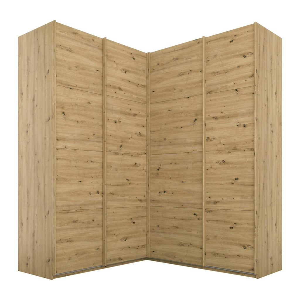 Oakwood Rauch Luma 181cm 4 Door Corner Sliding Wardrobe with 4 Decor Doors