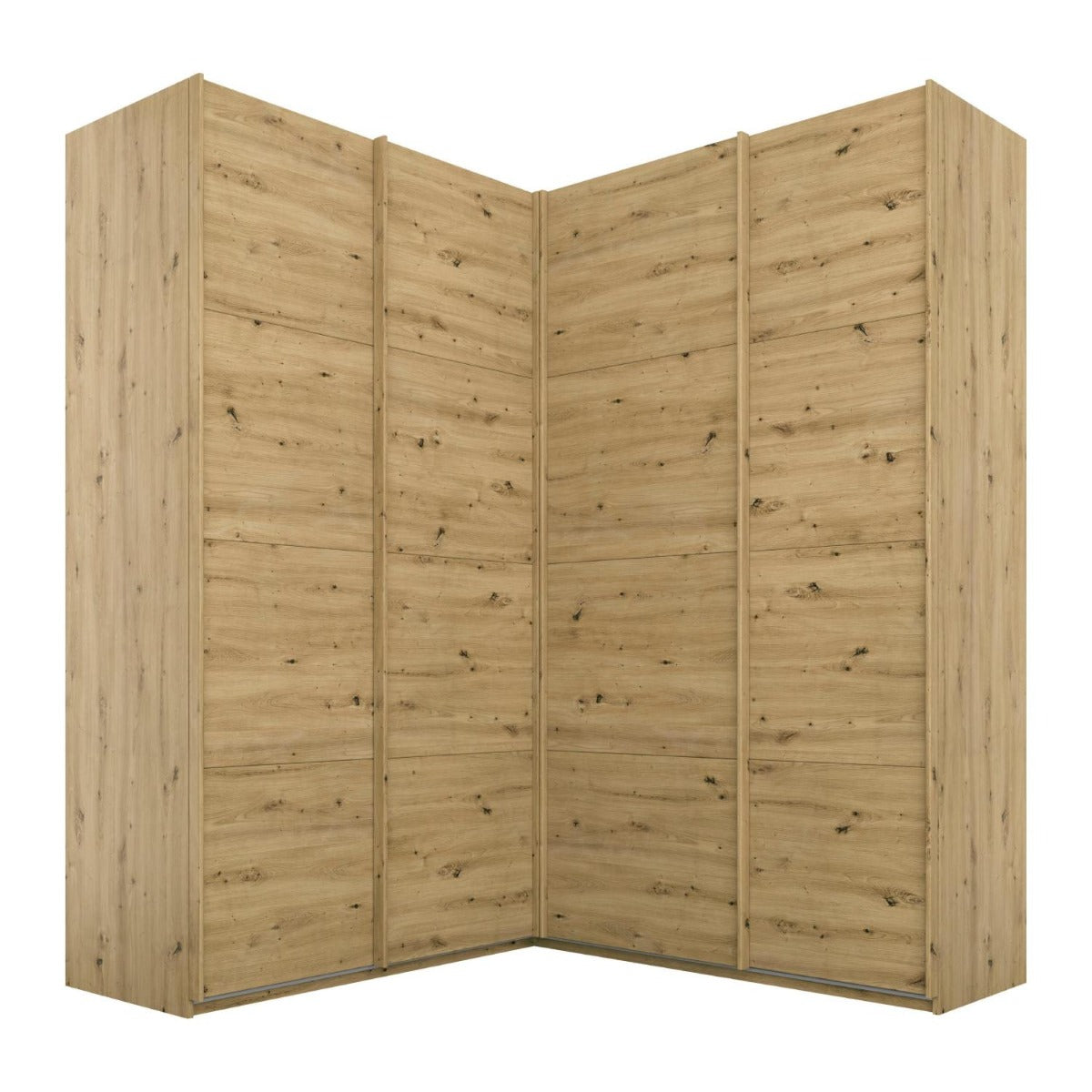 Oakwood Rauch Luma 181cm 4 Door Corner Sliding Wardrobe with 4 Decor Doors