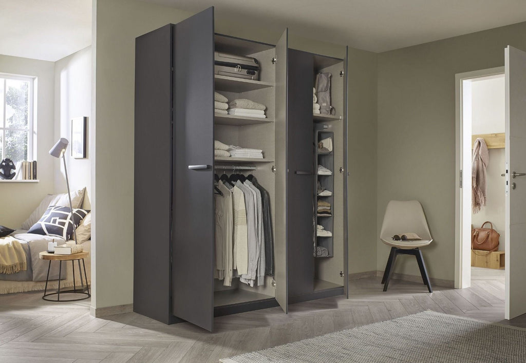 Oakwood Rauch Modi Metallic Grey 4 Door Hinged Wardrobe