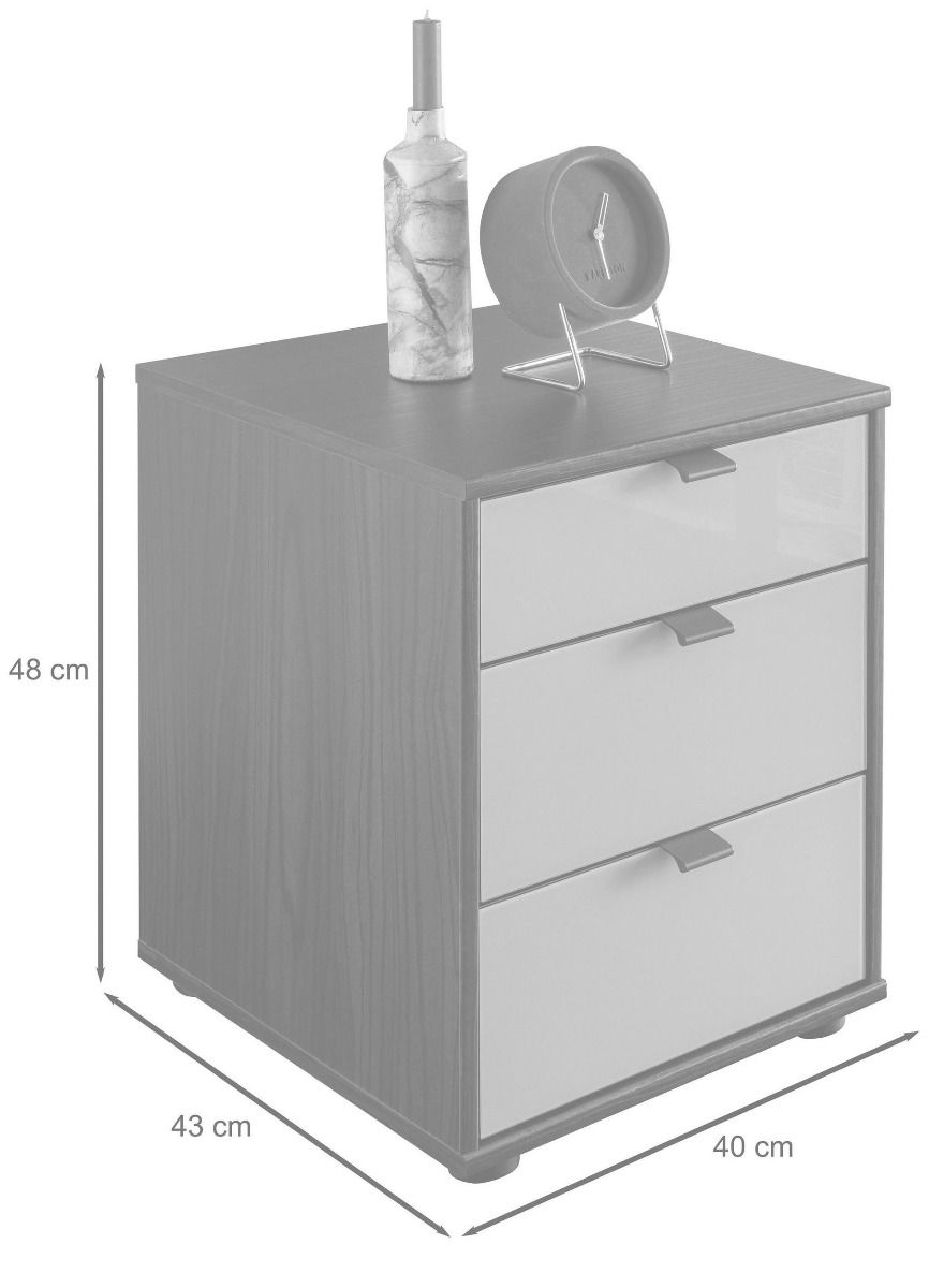 Oakwood Wiemann quito Bianco Oak And Champagne Glass Bedside  Table