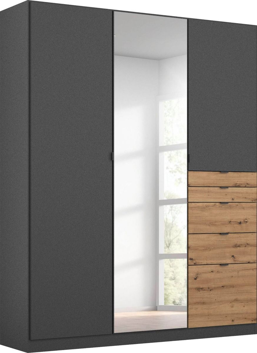 Oakwood Rauch Ontario Metallic Grey 3 Door Combi Hinged Wardrobe