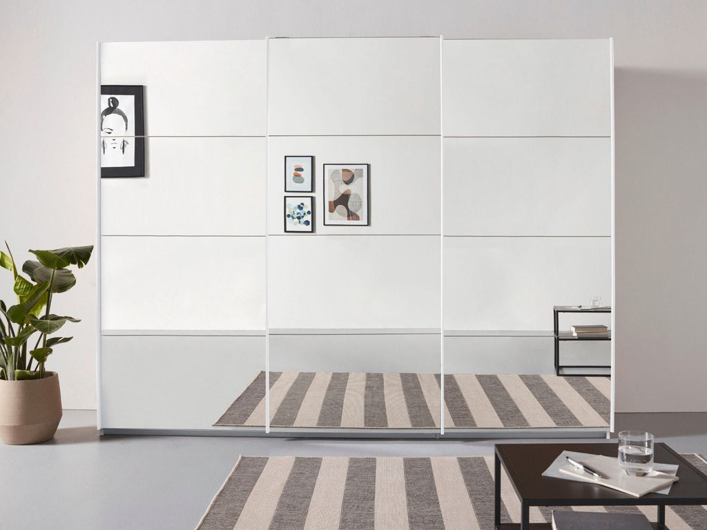 Oakwood Rauch Oracle White 3 Door Full Mirror Sliding Wardrobe 203CM