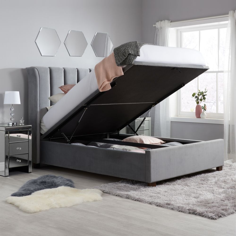 Oakwood Maya Wingback Fabric Upholstered Bed Frame