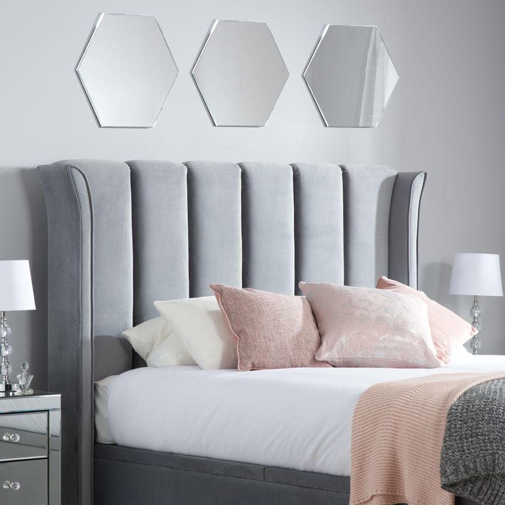 Oakwood Maya Wingback Fabric Upholstered Bed Frame