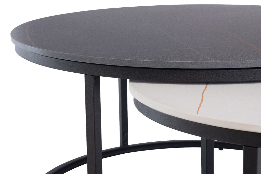 Oakwood Ferra Round Coffee Table Set - Black/White