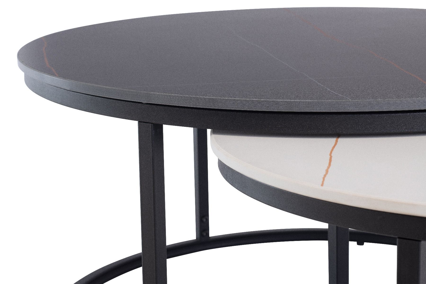 Oakwood Ferra Round Coffee Table Set - Black/White