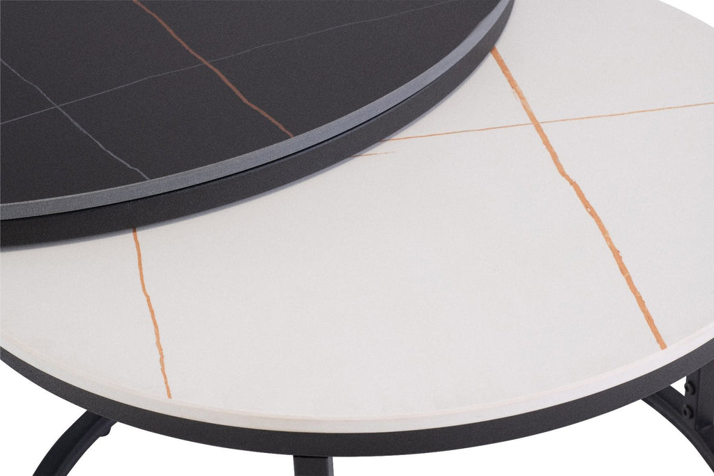 Oakwood Ferra Round Coffee Table Set - Black/White