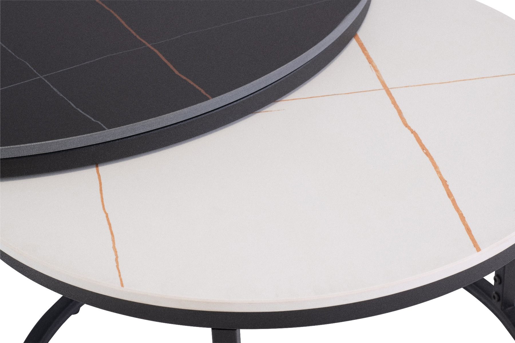 Oakwood Ferra Round Coffee Table Set - Black/White
