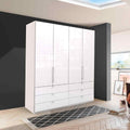 Oakwood Wiemann Loft White Glass 200CM Bi-Folding Doors Wardrobe With Drawers
