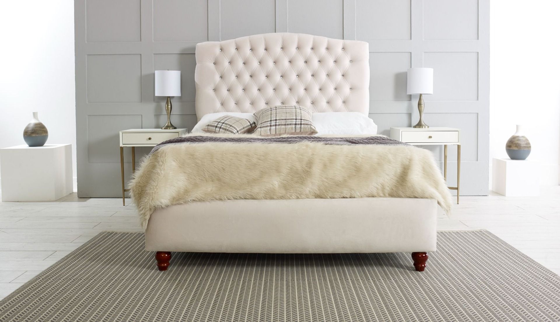 Oakwood Hanoi Chesterfield  Fabric Upholstered Bed Frame