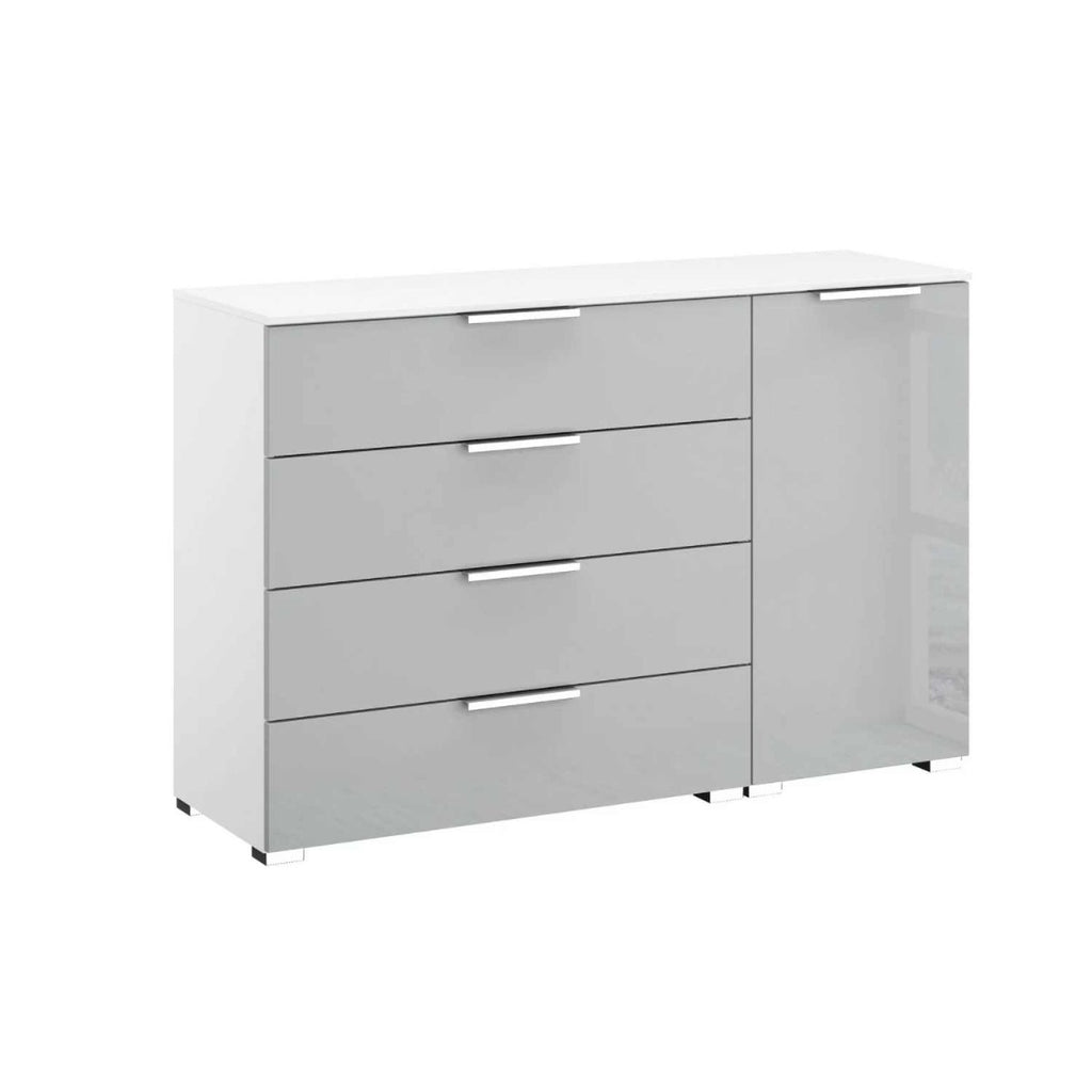 Oakwood Rauch Fontana Glass 1 Door 4 Drawer Wide Chest Choice of Colours