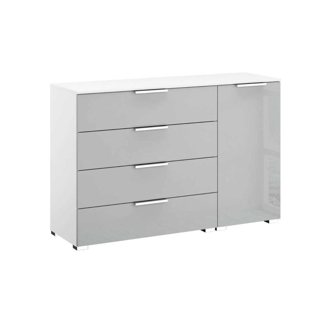 Oakwood Rauch Fontana Glass 1 Door 4 Drawer Wide Chest Choice of Colours