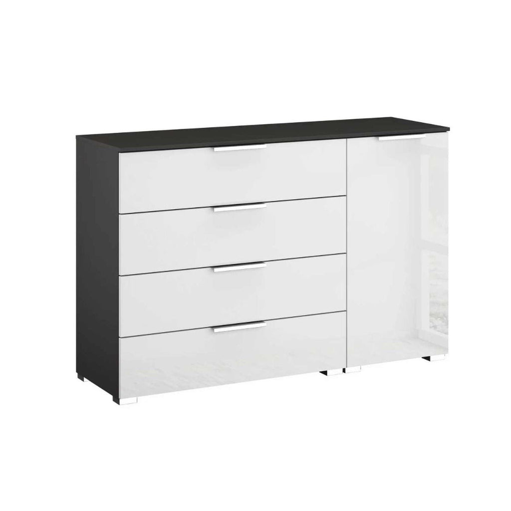 Oakwood Rauch Fontana Glass 1 Door 4 Drawer Wide Chest Choice of Colours