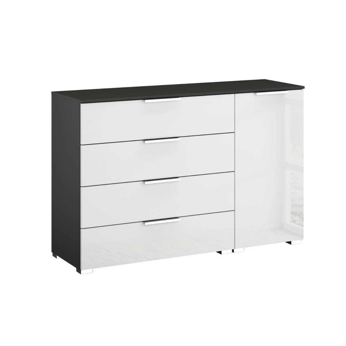 Oakwood Rauch Fontana Glass 1 Door 4 Drawer Wide Chest Choice of Colours