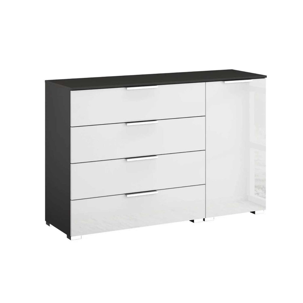 Oakwood Rauch Fontana Glass 1 Door 4 Drawer Wide Chest Choice of Colours