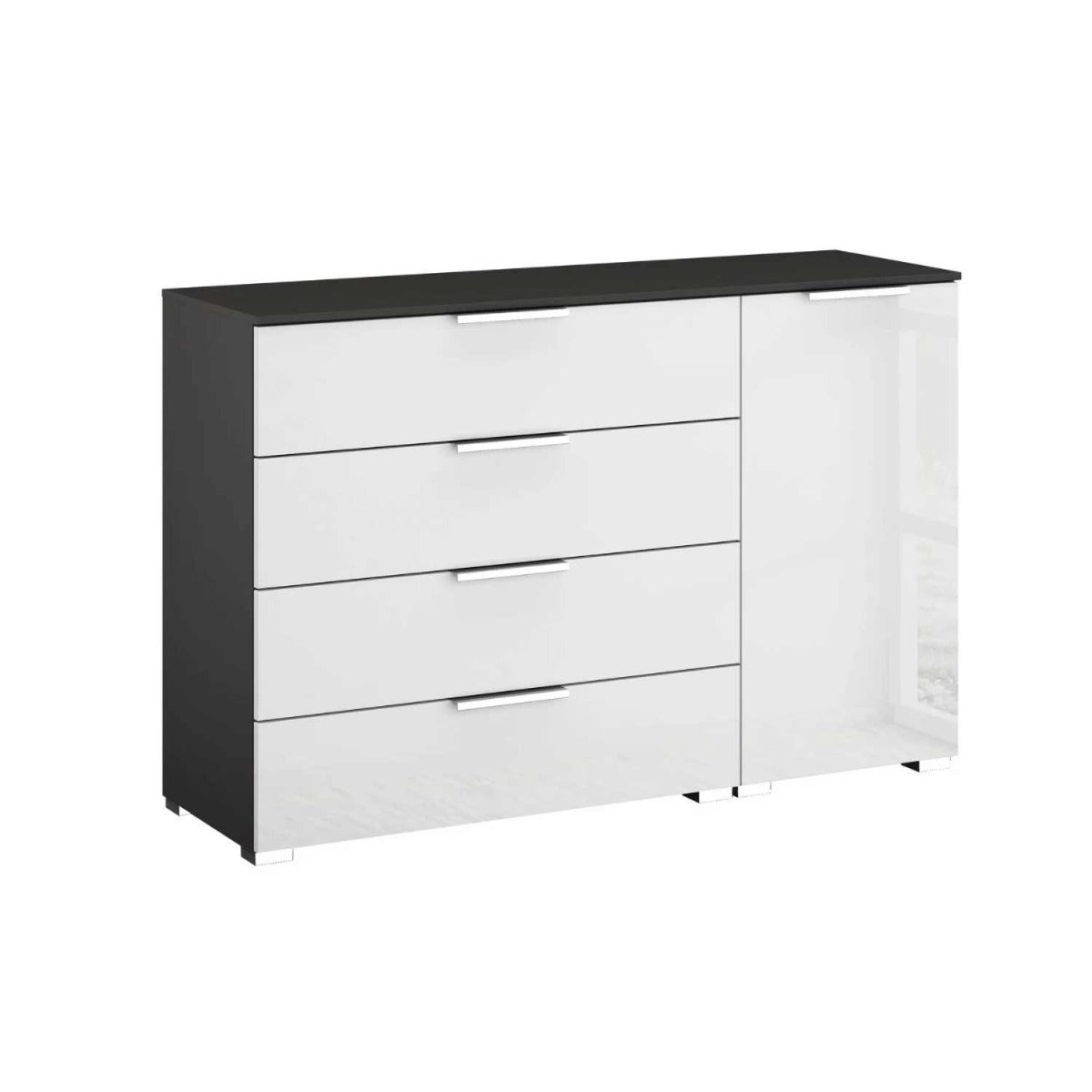 Oakwood Rauch Fontana Glass 1 Door 4 Drawer Wide Chest Choice of Colours